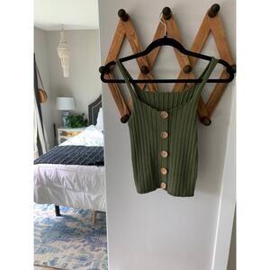 Forever 21 Olive Green Ribbed Crop Top SZ Small